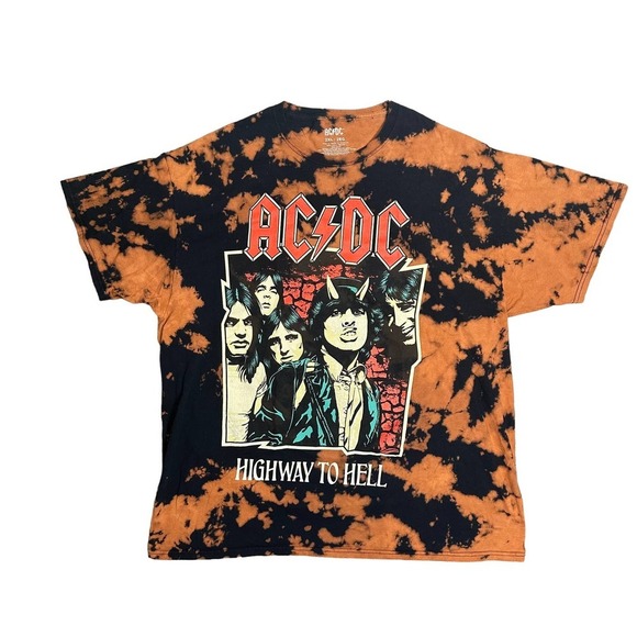C/DC Highway to Hell T-shirt Men’s 2XL Orange Tie Die 2020 Short Sleeve Crew Nec - Picture 1 of 7